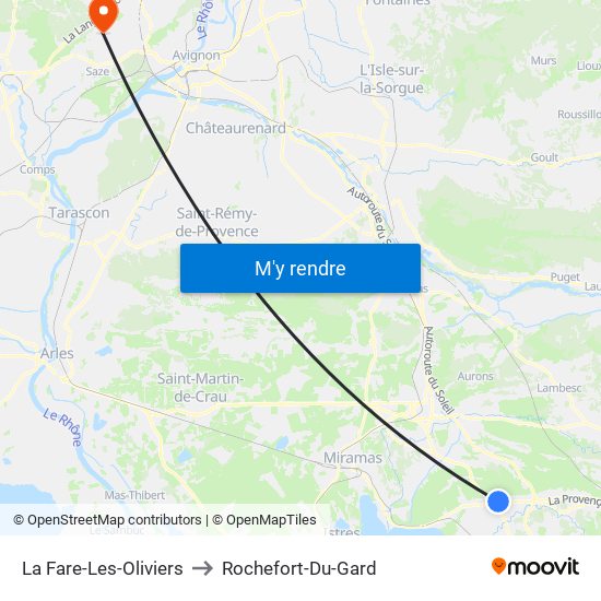 La Fare-Les-Oliviers to Rochefort-Du-Gard map
