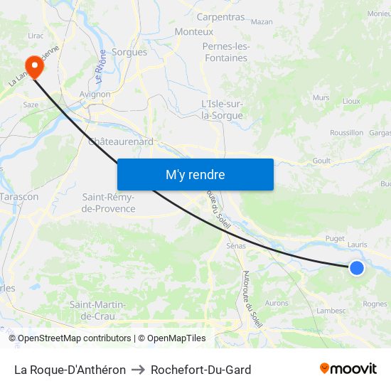 La Roque-D'Anthéron to Rochefort-Du-Gard map