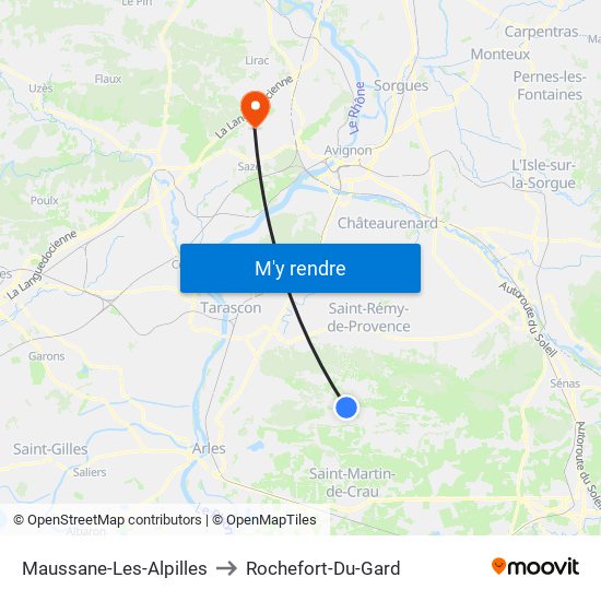 Maussane-Les-Alpilles to Rochefort-Du-Gard map