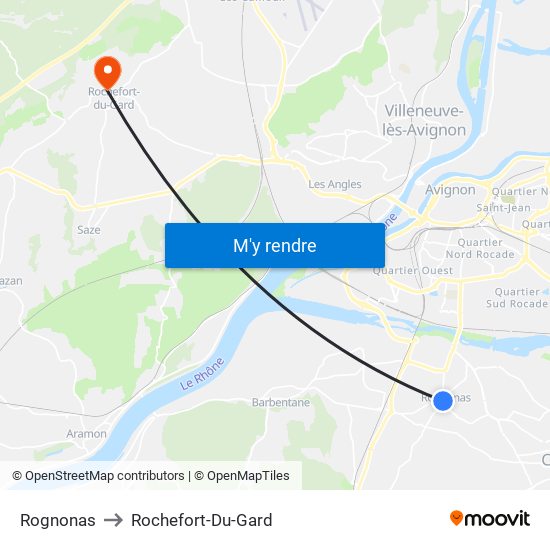 Rognonas to Rochefort-Du-Gard map