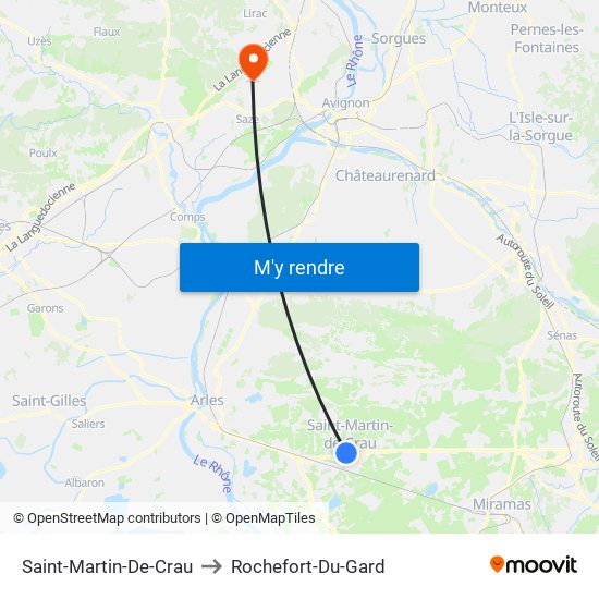 Saint-Martin-De-Crau to Rochefort-Du-Gard map