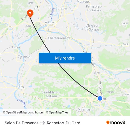 Salon-De-Provence to Rochefort-Du-Gard map
