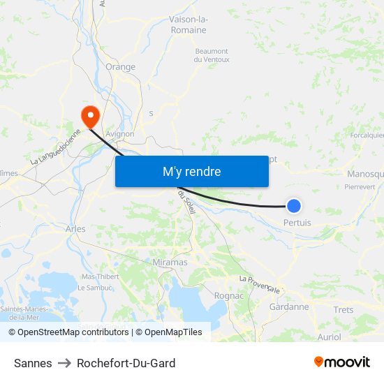 Sannes to Rochefort-Du-Gard map