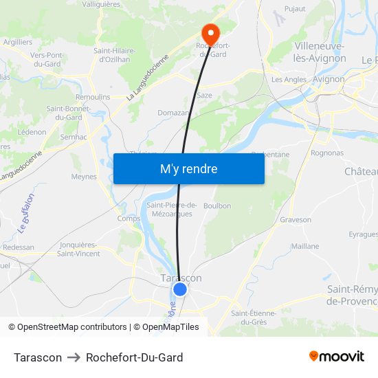 Tarascon to Rochefort-Du-Gard map