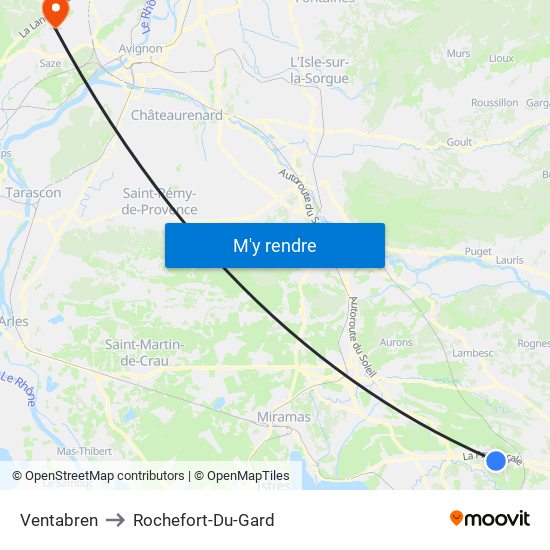 Ventabren to Rochefort-Du-Gard map