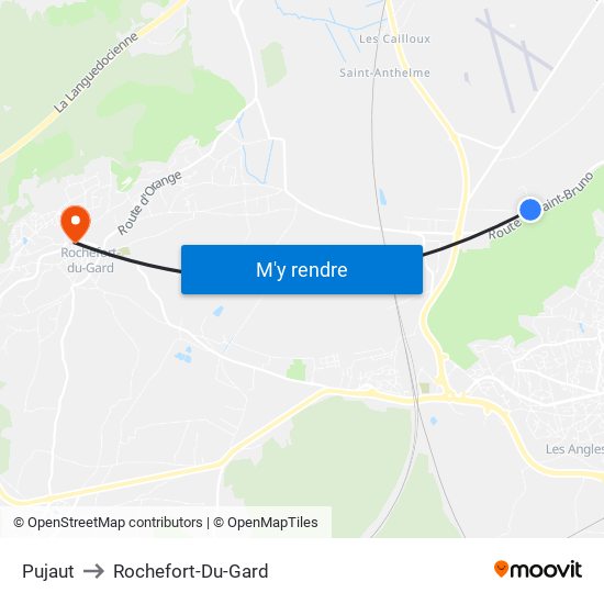Pujaut to Rochefort-Du-Gard map