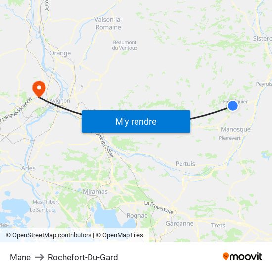 Mane to Rochefort-Du-Gard map