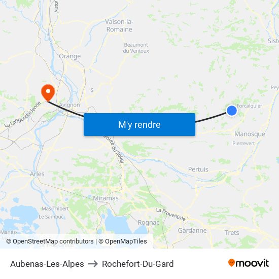 Aubenas-Les-Alpes to Rochefort-Du-Gard map