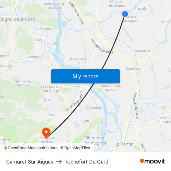 Camaret-Sur-Aigues to Rochefort-Du-Gard map