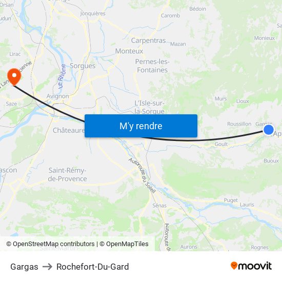 Gargas to Rochefort-Du-Gard map