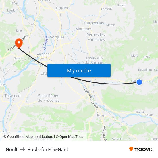 Goult to Rochefort-Du-Gard map