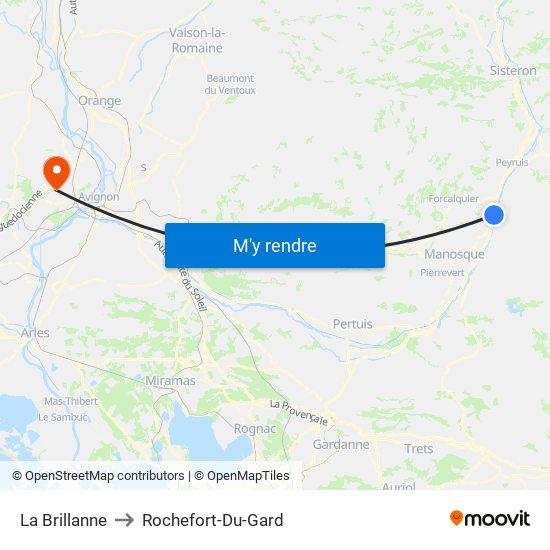 La Brillanne to Rochefort-Du-Gard map