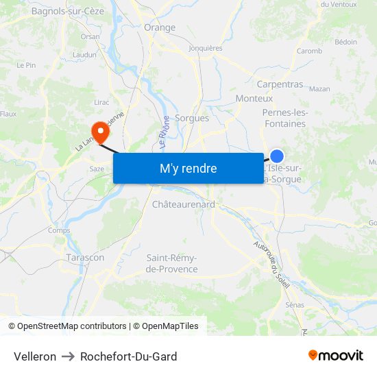 Velleron to Rochefort-Du-Gard map
