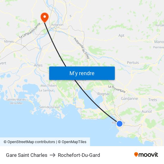 Gare Saint Charles to Rochefort-Du-Gard map