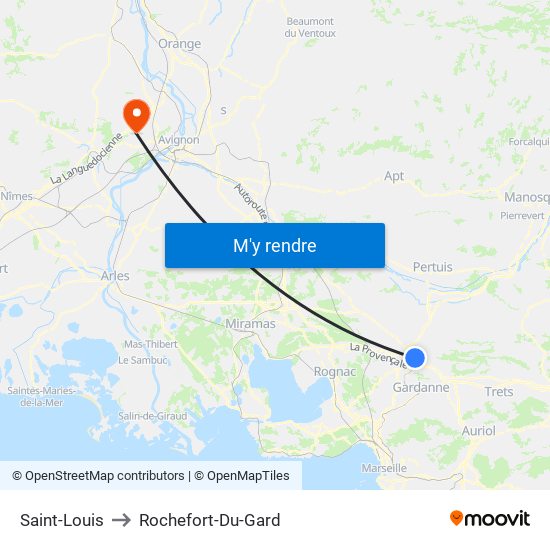 Saint-Louis to Rochefort-Du-Gard map