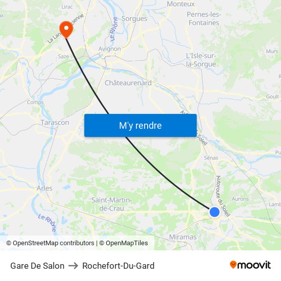 Gare De Salon to Rochefort-Du-Gard map