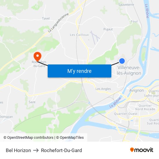 Bel Horizon to Rochefort-Du-Gard map