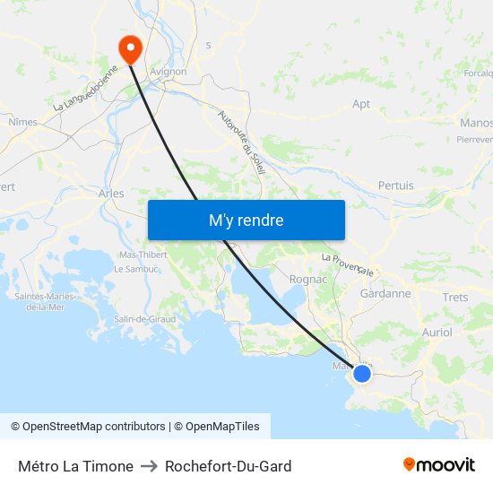 Métro La Timone to Rochefort-Du-Gard map