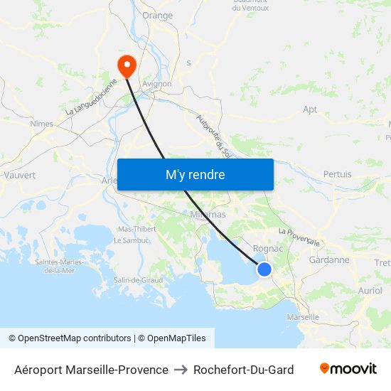 Aéroport Marseille-Provence to Rochefort-Du-Gard map