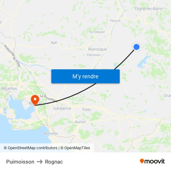 Puimoisson to Rognac map