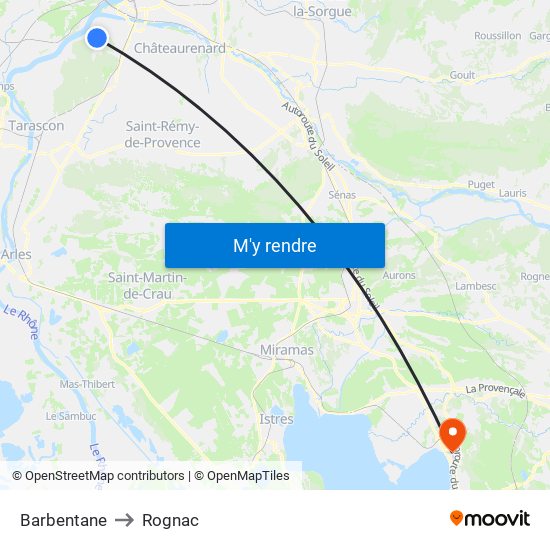 Barbentane to Rognac map