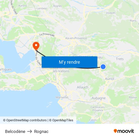 Belcodène to Rognac map