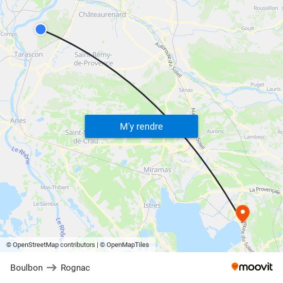 Boulbon to Rognac map