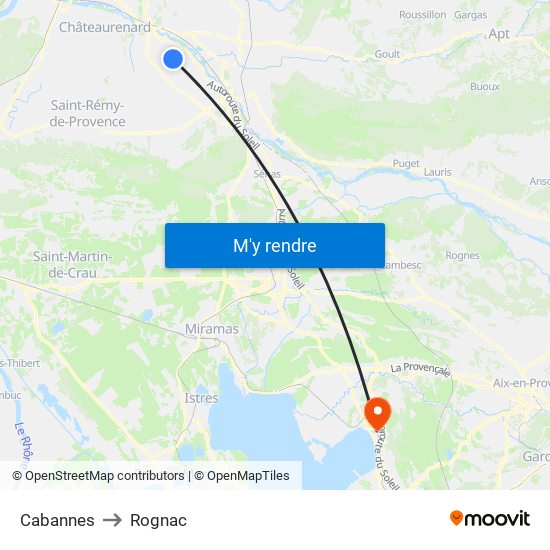 Cabannes to Rognac map