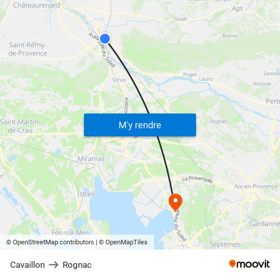 Cavaillon to Rognac map