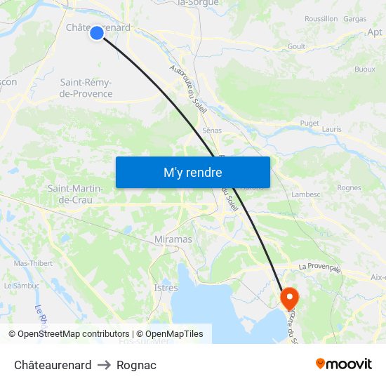 Châteaurenard to Rognac map