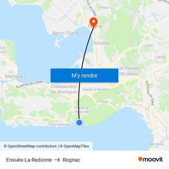 Ensuès-La-Redonne to Rognac map