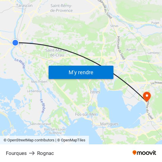 Fourques to Rognac map