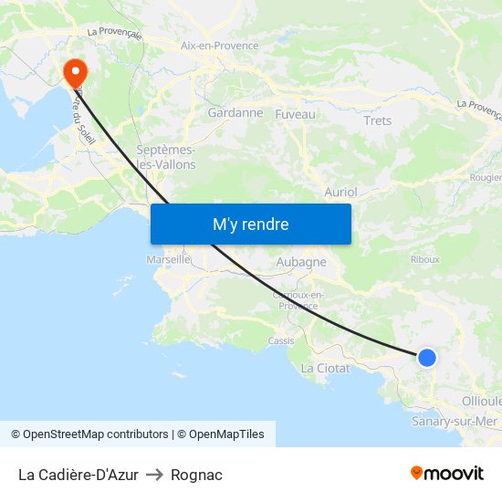 La Cadière-D'Azur to Rognac map