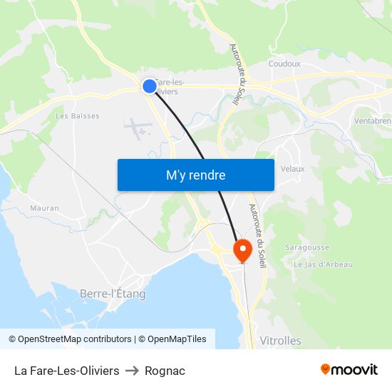 La Fare-Les-Oliviers to Rognac map