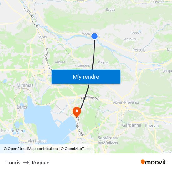 Lauris to Rognac map