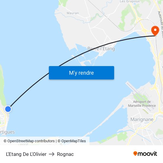 L'Etang De L'Olivier to Rognac map