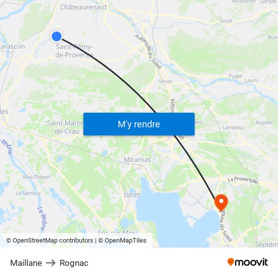 Maillane to Rognac map