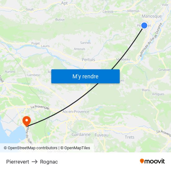 Pierrevert to Rognac map