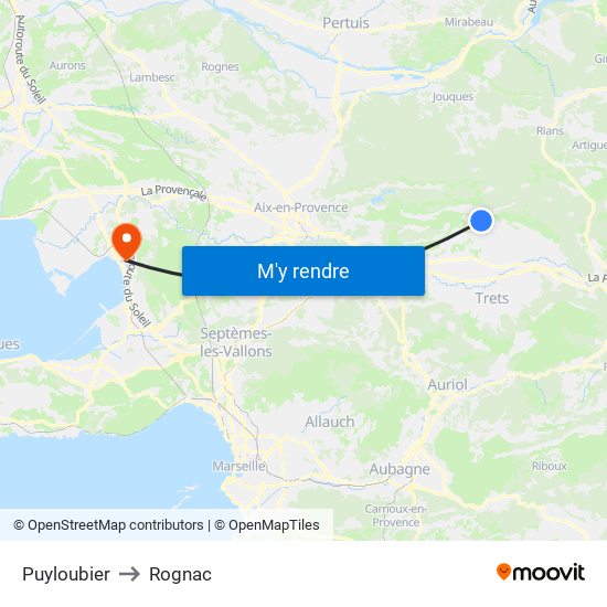 Puyloubier to Rognac map