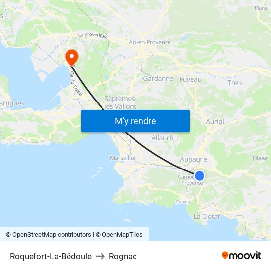 Roquefort-La-Bédoule to Rognac map