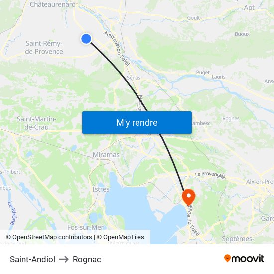 Saint-Andiol to Rognac map