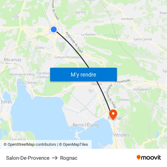 Salon-De-Provence to Rognac map