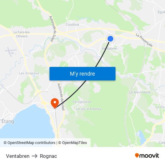 Ventabren to Rognac map
