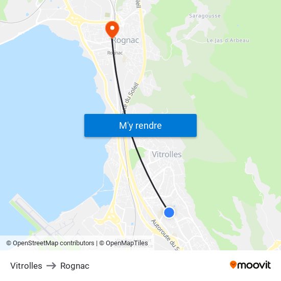 Vitrolles to Rognac map