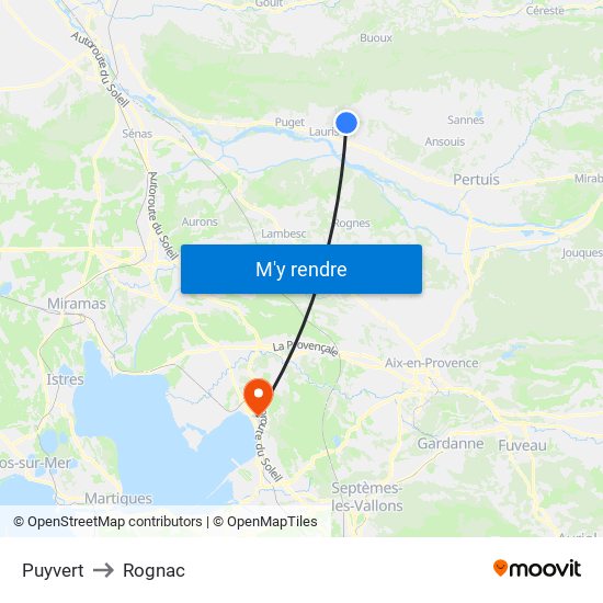 Puyvert to Rognac map