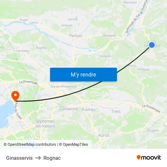 Ginasservis to Rognac map