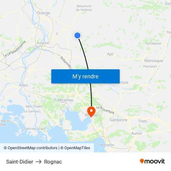 Saint-Didier to Rognac map