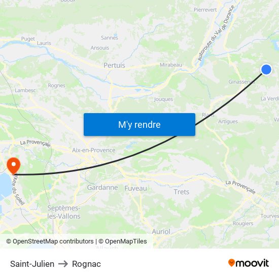 Saint-Julien to Rognac map