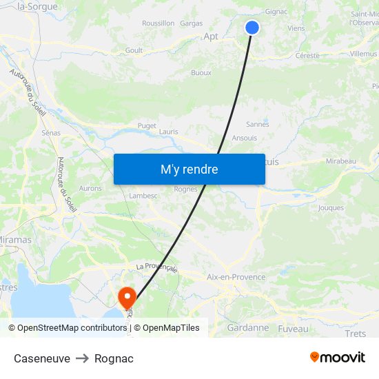 Caseneuve to Rognac map