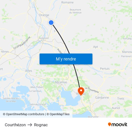 Courthézon to Rognac map